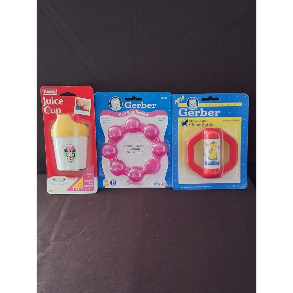 Vintage Playskool/Geber Baby Items. Lot Of 3. NEW